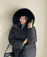 Cerny String Fur Hooded Short Padded Jumper