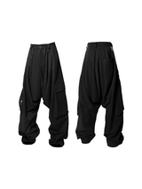 RELABEL Three-dimensional Composition (Reshaped) Low-rise Multi-fold Asymmetric Through-zip Multi-pocket Casual Suit Trousers