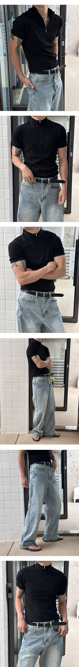 [Unisex] ウェーブウォシュドワイドデニムパンツ(4color)