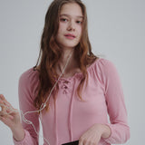 Lace Up Long T-shirt (Pink)
