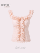 Peach Chiffon Frill Blouse