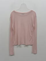 ボートネックテンセルシースルーTシャツ