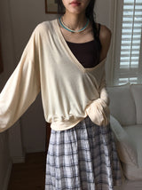Luije Summer Check Shirring Flower Midi Banding Skirt