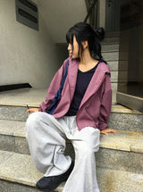 Quanta Check Loose-Fit Semi Crop Wind Jacket