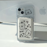 Black - Baby Blackcat Magsafe Phone Case Card Pocket Set
