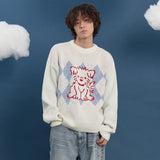 Drawing Puppy Argyle Knit