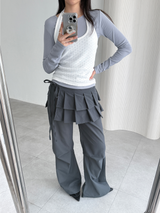 プリーツラップスカートパンツ (2color)