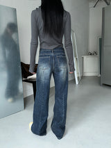 BACK POINT DENIM WIDE PANTS