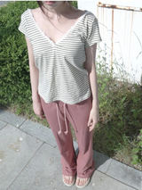レースストライプTシャツ