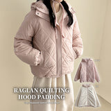 MOA Diamond Quilting Raglan Boxy Fit Hooded Padded
