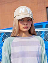 NY キャップ ベージュ