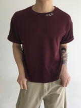 クロップ ウェザー ネック エンブロイダリー Tシャツ(3colors)
