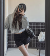 [U-BASIC] Tom Brushed Two Way Crop Hood Zip-Up