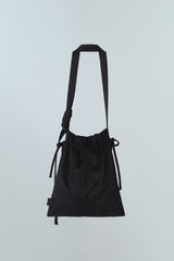 SUEDE STRING SHOULDER BAG - BLACK