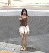 [ 2-way ] shop asymmetrical shirring lace mini sk