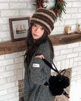 Hairy Multi Border Knit Beanie (2color)
