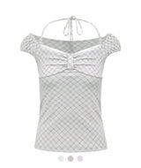 Lily Check Ribbon Off Shoulder Top