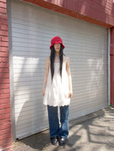 Stripe Cotton beanie-Red