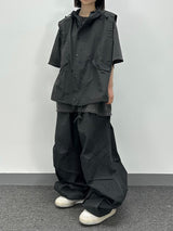 button hooded vest