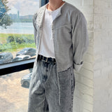 Linen Raw-edge Crop Jacket