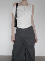 Ripple Drape One-Shoulder Off-Sleeveless