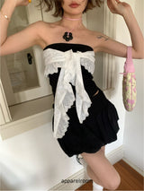 lace halter neck strap tube top skirt two-piece