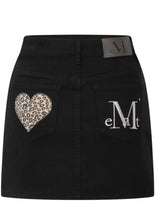 CORON BACK LEATHER LEOPARD HEART PATCH SKIRTS