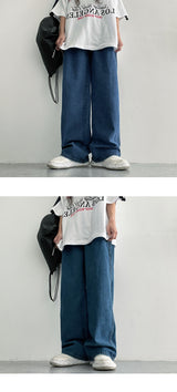 [M–2XL] ムットバックバンディングワンタックワイドデニムパンツ (4 colors)