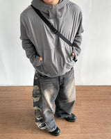Contrast Highneck Hood Zip-up