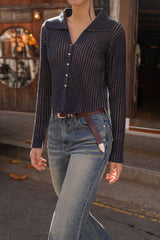 (W) CROPPED KNIT CARDIGAN