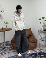 Rough Curved Washed Denim Pants