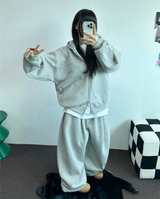 SHEEP FLEECE🐑PIGMENT STRAP RIVET BALLOON LONG PANTS💙🩶🤍3COLOR