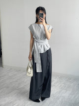 Unbalance Nylon Strap Wide Pants
