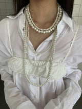 [SUNMI] long layered pearl necklace