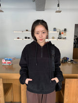 キスティロチェックハーフジップアップフリースフーディ