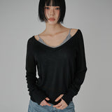 [Razil] Deep V-Neck Raglan Sleeve Slit Knit - 6 Colors
