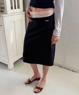 Nude midi skirt_navy