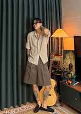 Cotton net collar short sleeve knit 3COLOR