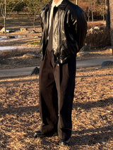 Woolly Curved Leather Jacket