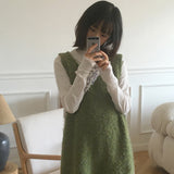 Kissin wool boucle sleeveless layered mini knit dress