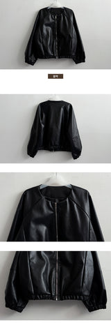 luxe no collar leather jacket