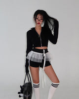 Track zip-up shorts two-piece set