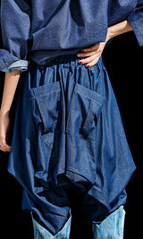 Skirt silhouette baggy pants Like Denim Deep Blue