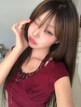 シナ レース ストラップ ホルター ショートスリーブ
