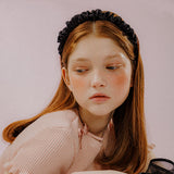 SHIRRING SATIN HAIR BAND (BLACK)