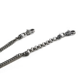 SVC-516 Antique Silver 2-Stripe Skull Fashion Pants Chain