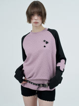 patched raglen t-shirts / blueberry