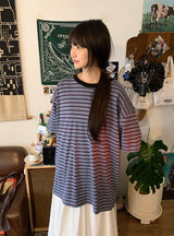 [unisex] Canich Stripe Color Matching Short Sleeve Tee