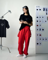 [UPDRAFT]PATCH POCKET COTTON SWEAT PANTS RED for women