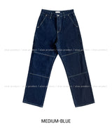 Rich Double Knee Patch Straight Denim